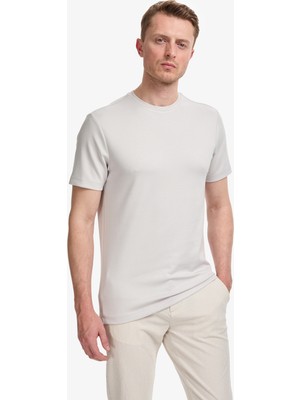 Pierre Cardin Erkek Açık Gri Regular Fit Bisiklet Yaka Basic Tişört 50321139-VR001