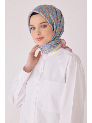 Belli Geometrik Desen Ipek Eşarp 4052D (Twill)-87