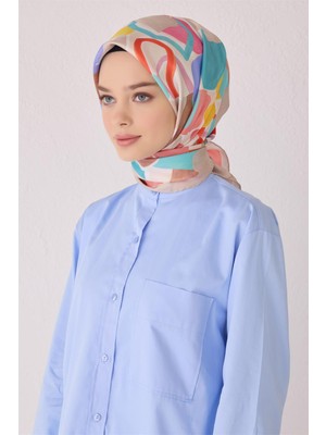 Belli Geometrik Desen Ipek Eşarp 4054D (Twill)-80