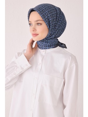 Belli Geometrik Desen Modal Lacivert Eşarp 7