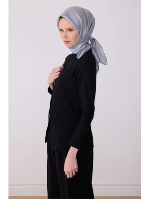 Belli Petrol Monogram Desen %100 Twill Ipek Eşarp 4321-81