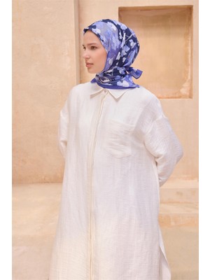 Belli Çiçek Desen Premıum Soft Mor Eşarp 7