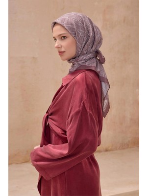 Belli Geometrik Desen Premıum Soft Gül Kurusu Eşarp 10