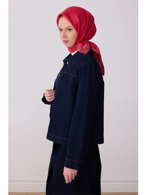 Belli Kırmızı Klasik Desen %100 Twill Ipek Eşarp 4326-33