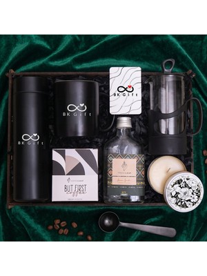 BK Gift Bk Kurumsal Promosyon 10 Adet Premium Hediye Seti – Ahşap Kutu, Termos, French Press, Kahve