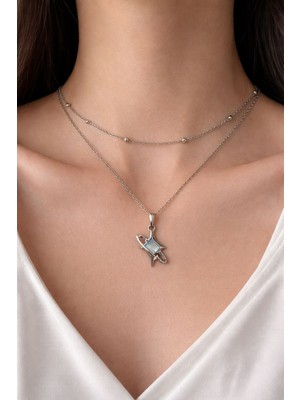 Aurevyn Design Çelik Ikili Yıldız Kolye