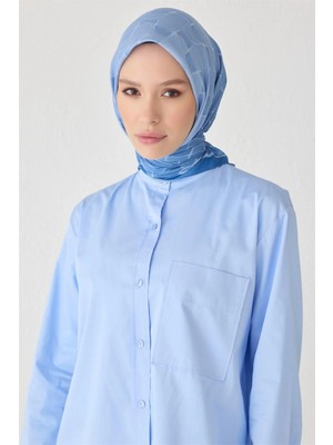 Belli Dalgalı Desen Premıum Soft Mavi Eşarp 1