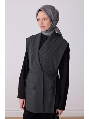Belli Gri Klasik Desen %100 Twill Ipek Eşarp 4305-01