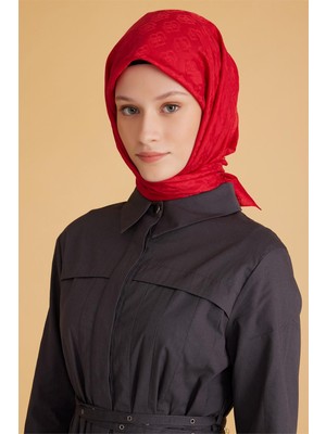 Belli Logo Desen Monogram Kırmızı Eşarp 1