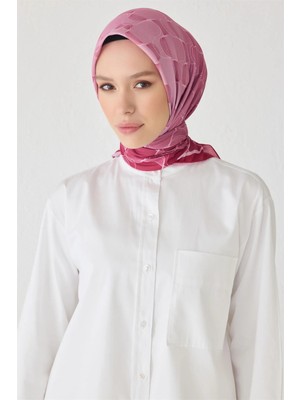 Belli Dalgalı Desen Premıum Soft Fuşya Eşarp 1