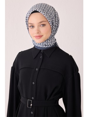 Belli Geometrik Desen Modal Füme Eşarp 7