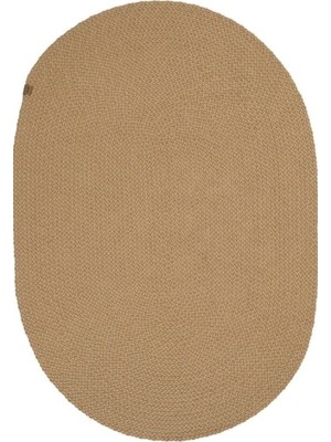 Halımax Lunox Kahverengi Hasır Örgü Çift Taraflı Dokuma Yolluk Jüt Kilim Oval Banyo Paspası