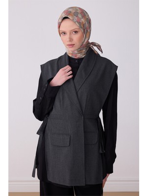 Belli Mavi Obje Desen %100 Twill İpek Eşarp 4313 - 06
