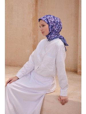 Belli Çiçek Desen Premıum Soft Mor Eşarp 11