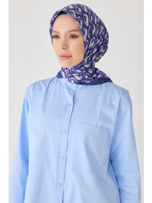 Belli Geometrik Desen Premıum Soft Mor Eşarp 3