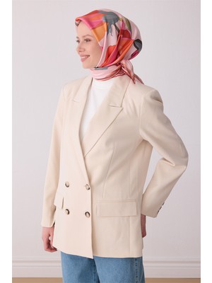 Belli Pembe Çiçek Desen %100 Twill Ipek Eşarp 4303-55