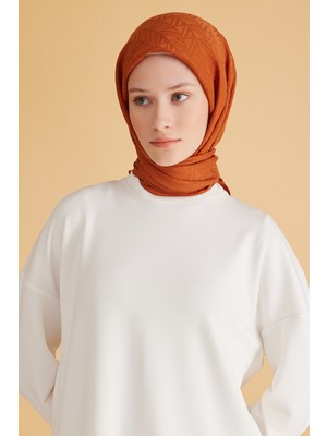 Belli Geometrik Desen Veyra Turuncu Eşarp 2