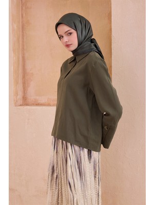 Belli Düz Desen Kristal Haki Eşarp 2016