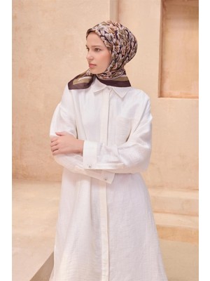 Belli Çiçek Desen Premıum Soft Acı Kahve Eşarp 11