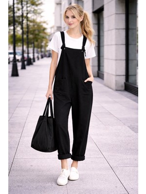 Barbora Askılı Büyük Cep Detaylı Kadın Salopet Tulum