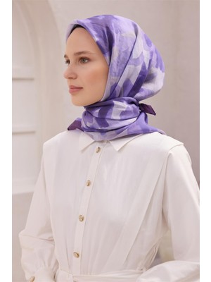 Belli Fresh Çiçek Desen Mor Modal Eşarp 20