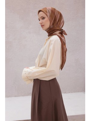 Belli Ekose Desen Nova Kahve Eşarp 1005