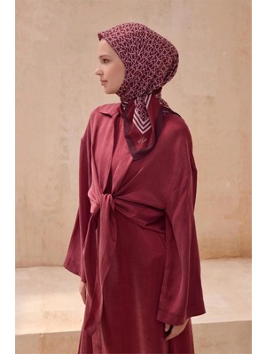 Belli Geometrik Desen Premıum Soft Bordo Eşarp 12