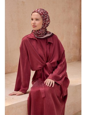 Belli Leopar Desen Premıum Soft Bordo Eşarp 13