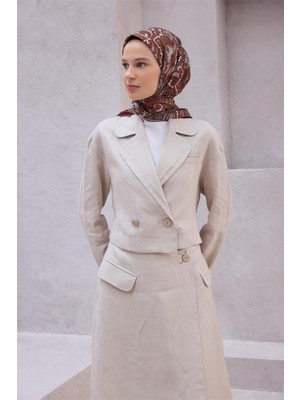 Belli Etnik Desen Premıum Soft Kiremit Eşarp 5