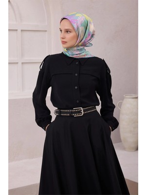 Belli Çiçekli Desen Ipek Eşarp 4225D (Twıll) Mint - 56