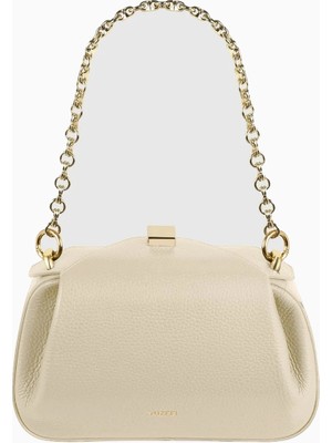 Yuzefi Oyster Mini Clutch ve Omuz Çantası, Çakıl Dokulu %100 Deri