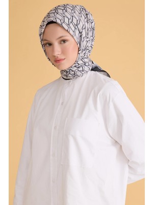 Belli Geometrik Desen Nova Siyah Beyaz Eşarp 1014