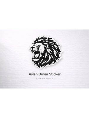 Eseran Print Aslan Duvar Sticker Büyük Boy Dekoratif Duvar Çıkartması Aslan Figürlü Sticker