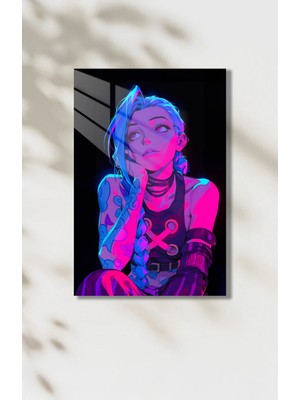 Jinx Arcane Hd Metal Poster – Neon Cyberpunk Tasarım