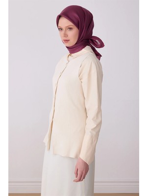 Belli Mürdüm Klasik Desen %100 Twill Ipek Eşarp 4317-89