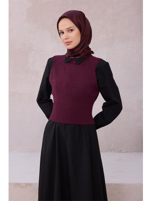 Belli Geometik Desen Ipek Eşarp 4221D (Twıll) Bordo - 03