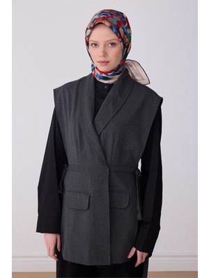 Belli Kırmızı Çok Renkli Çiçek Desen %100 Twill Ipek Eşarp 4312-85