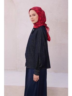 Belli Geometik Desen Ipek Eşarp 4211D (Twıll) Kırmızı - 02
