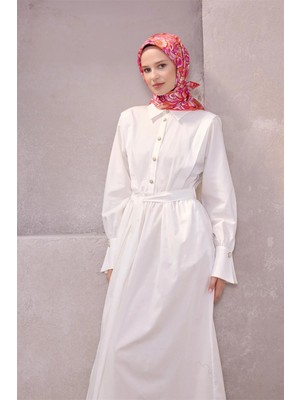 Belli Pembe Etnik Desen %100 Twill İpek Eşarp 4222 - 55