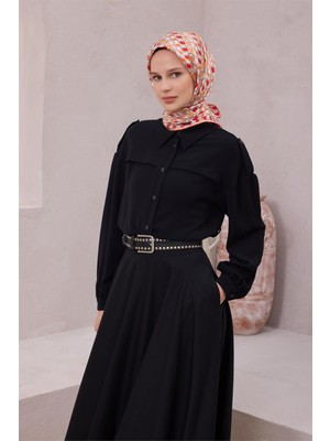 Belli İndigo Yeşil Logo Desen %100 Twill İpek Eşarp 4223 - 35