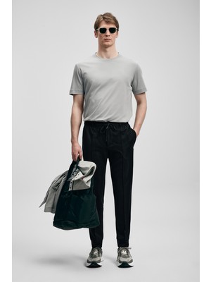 Lufian Bran Modern Grafik Tişört Siyah