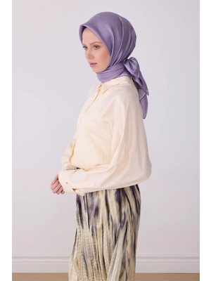 Belli Mor Klasik Desen %100 Twill Ipek Eşarp 4305-05