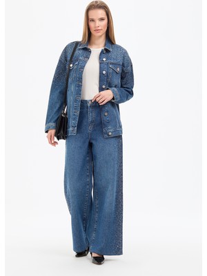 Pierre Cardin Kadın Mavi Loose Fit Jean Pantolon 50324046-VR036