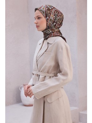 Belli Etnik Desen Premıum Soft Taba Eşarp 4
