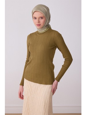Belli Haki Mint Klasik Desen %100 Twill Ipek Eşarp 4326-85