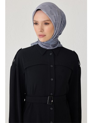 Belli Dalgalı Desen Premıum Soft Gri Eşarp 1