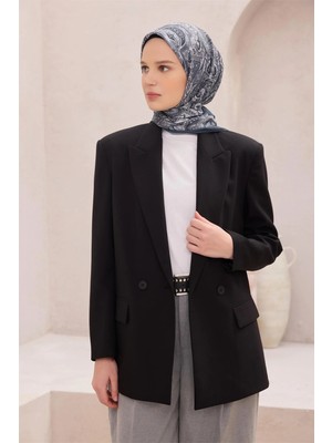 Belli Etnik Desen Premıum Soft Antrasit Eşarp 5