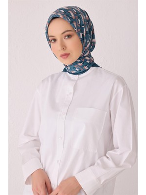 Belli Geometrik Desen Premıum Soft Zümrüt Eşarp 3