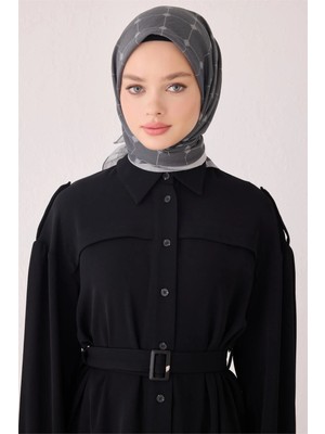 Belli Geometrik Desen Paulista Gri Eşarp 4