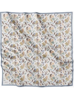 Belli Çiçek Desen  Ipek Eşarp 4049D-AÇIK Bej (Twill) - 05